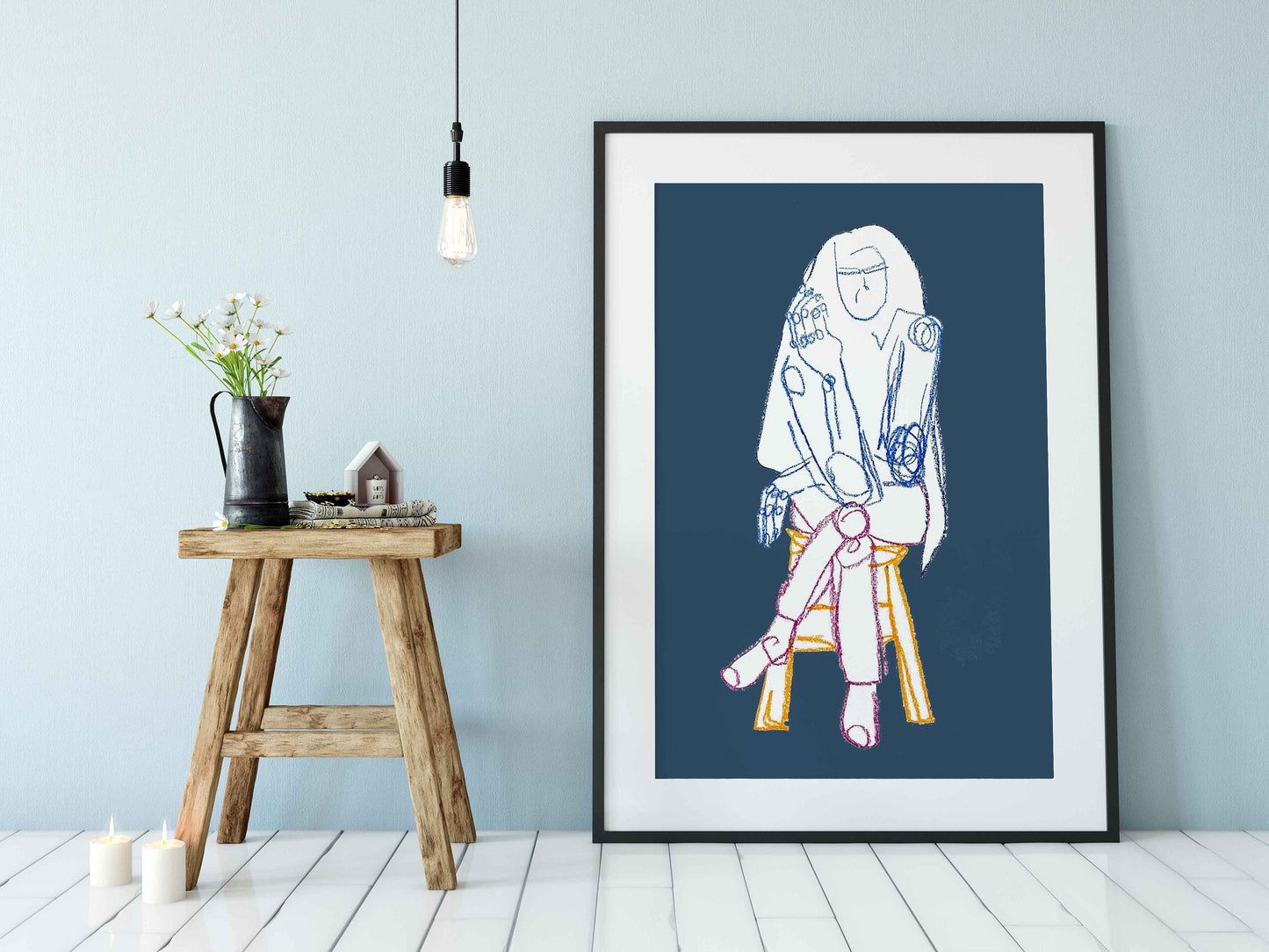 Blue Bold Figurative Print