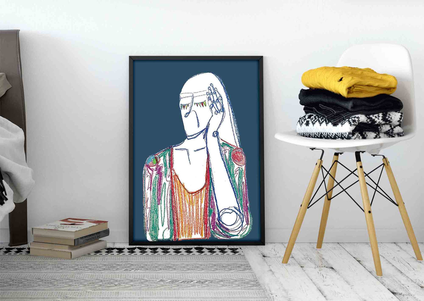 Blue Bold Figurative Print