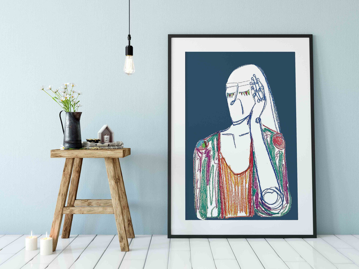 Blue Bold Figurative Print