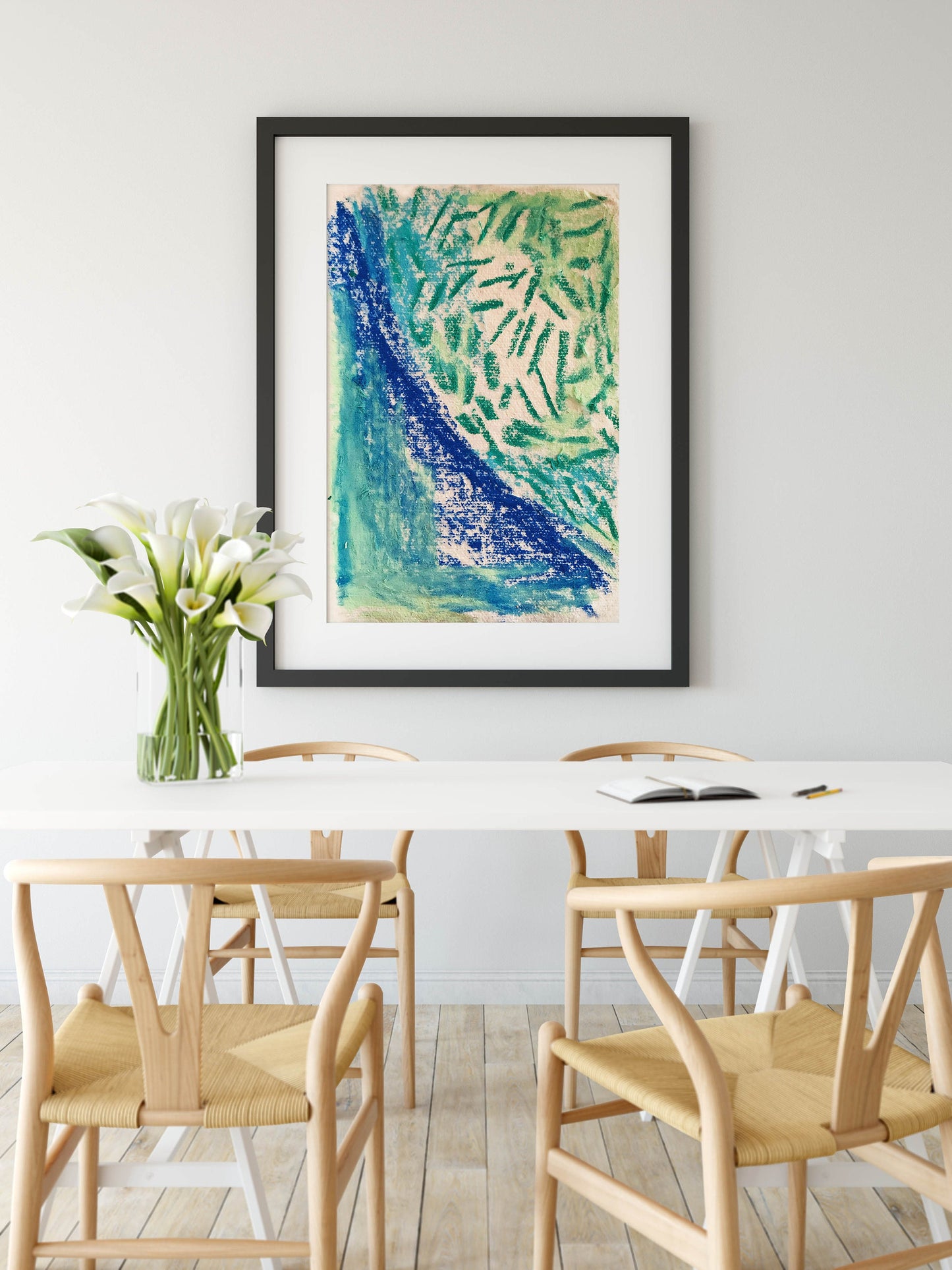 Geometric Contemporary Blue and Green Abstract Art Print