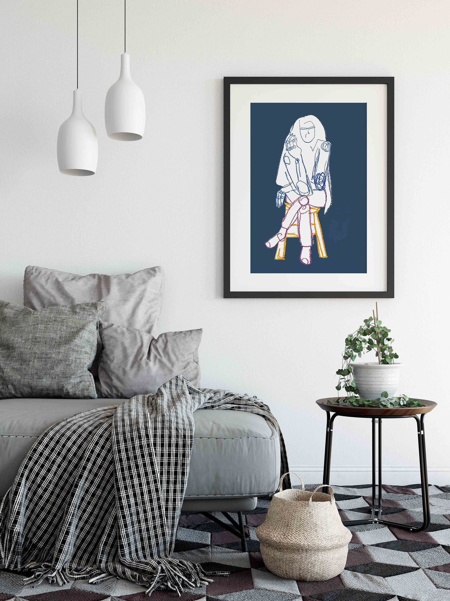Blue Bold Figurative Print