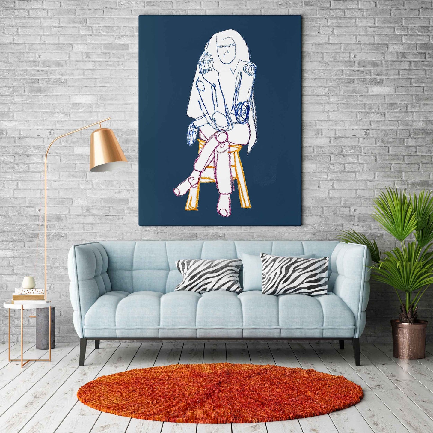 Blue Bold Figurative Print