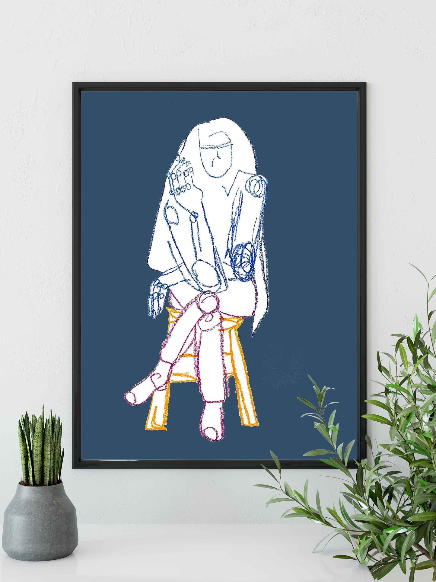 Blue Bold Figurative Print