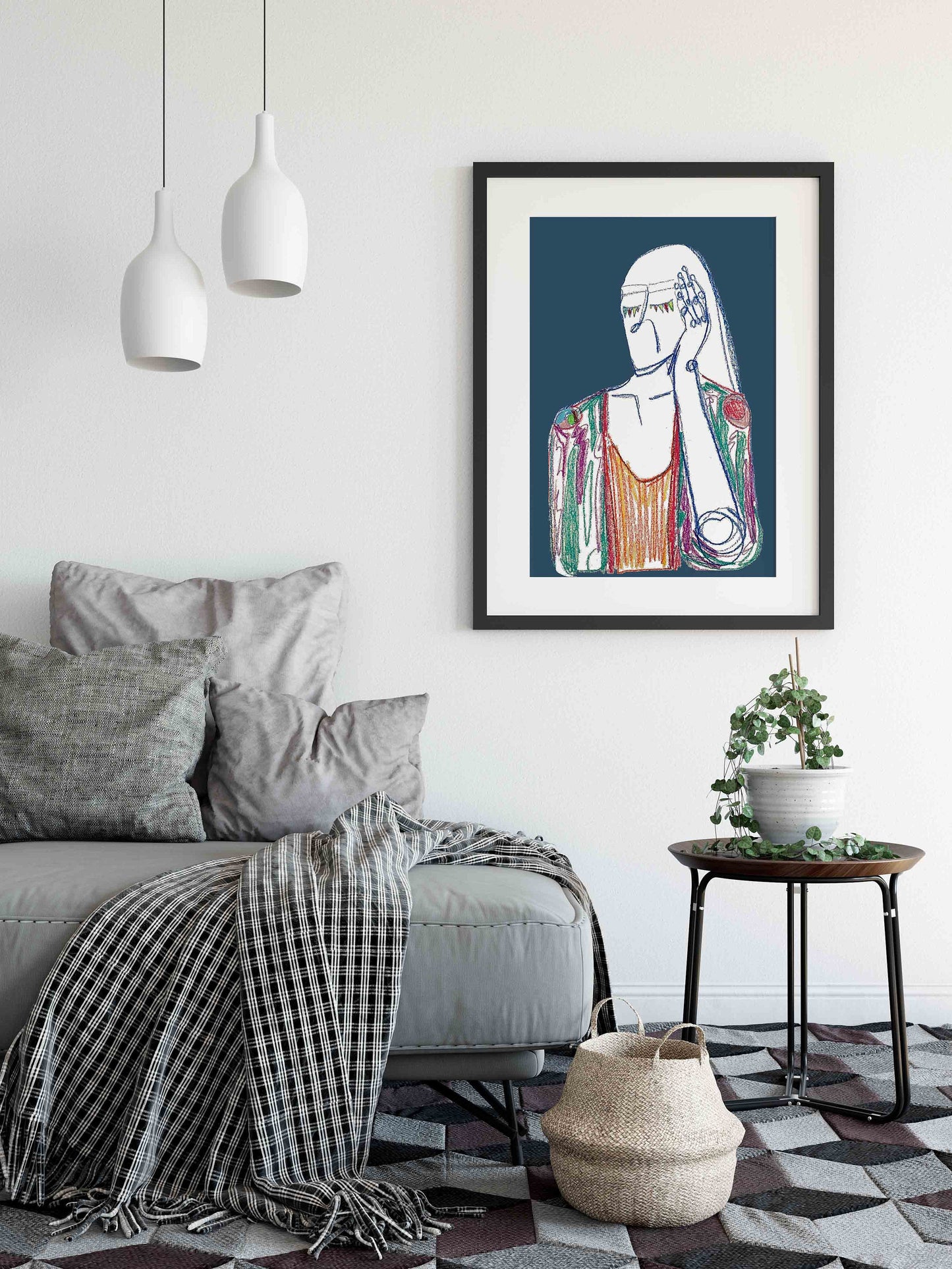 Blue Bold Figurative Print