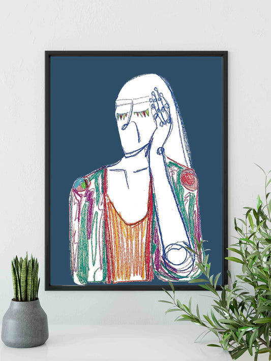 Blue Bold Figurative Print