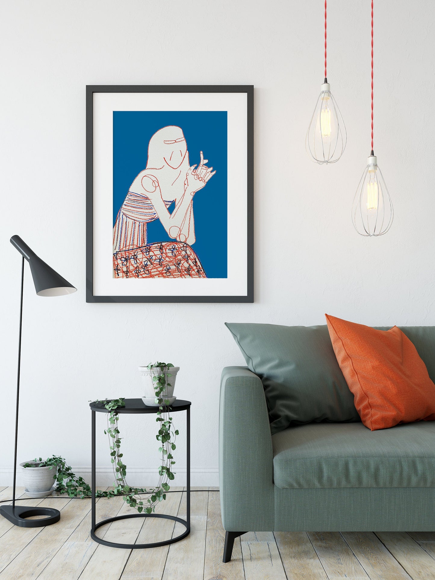 Blue Contemporary Figurative Print