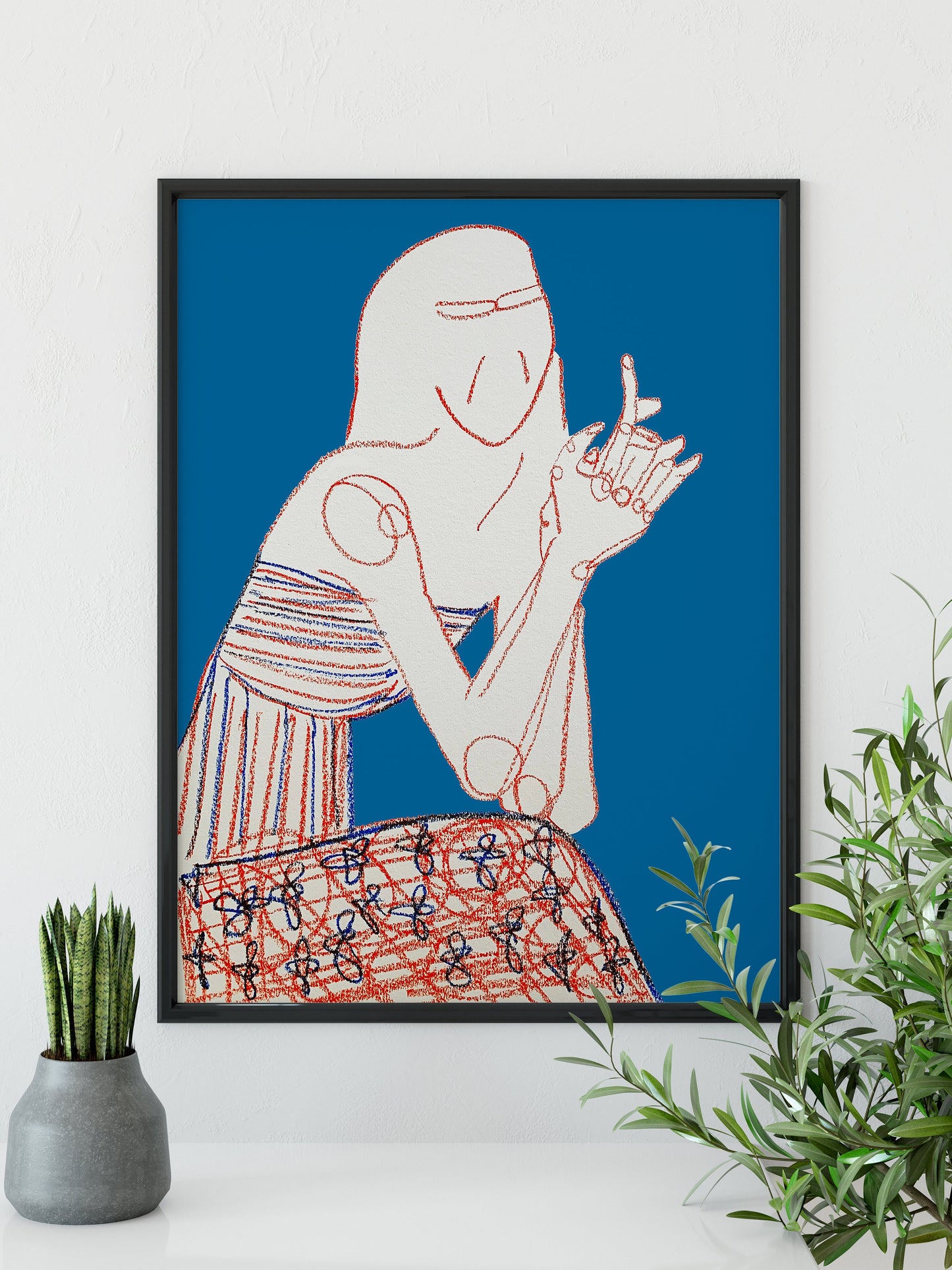 Blue Contemporary Figurative Print
