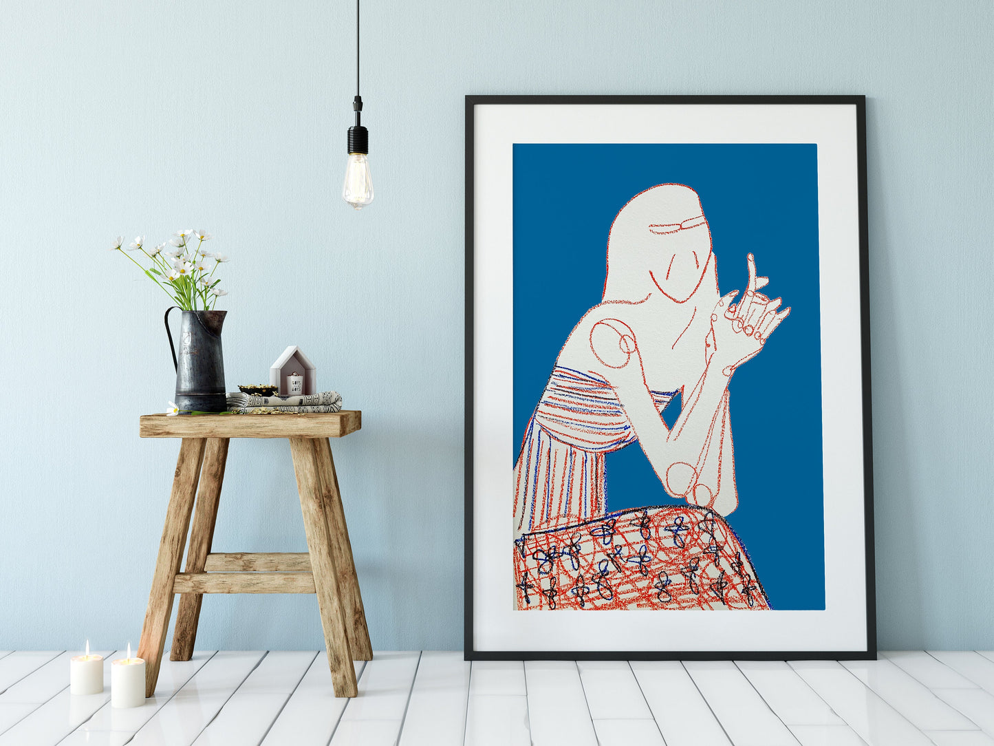 Blue Contemporary Figurative Print