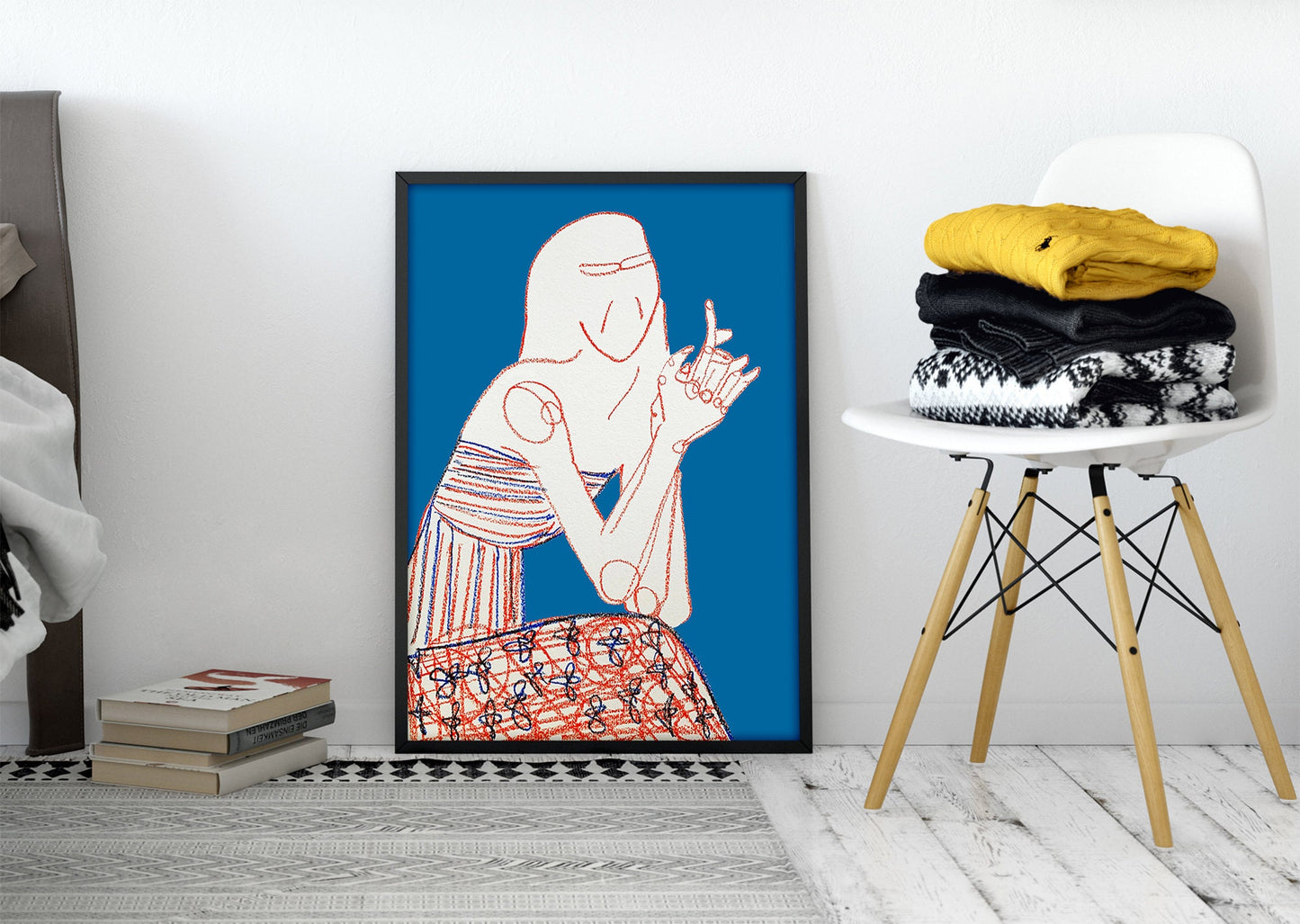 Blue Contemporary Figurative Print