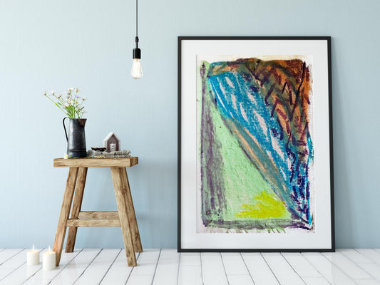 Contemporary Yellow and Blue Abstract Art Print
