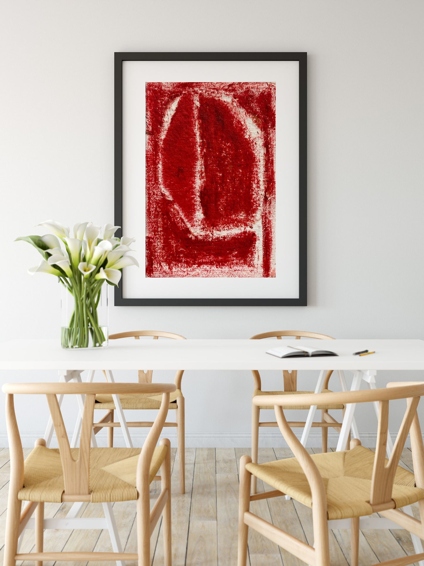 Geometric Contemporary Red Abstract Art Print