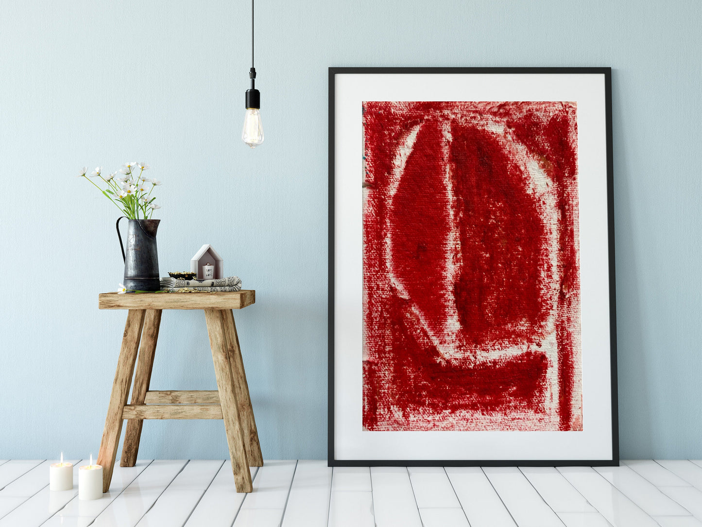 Geometric Contemporary Red Abstract Art Print