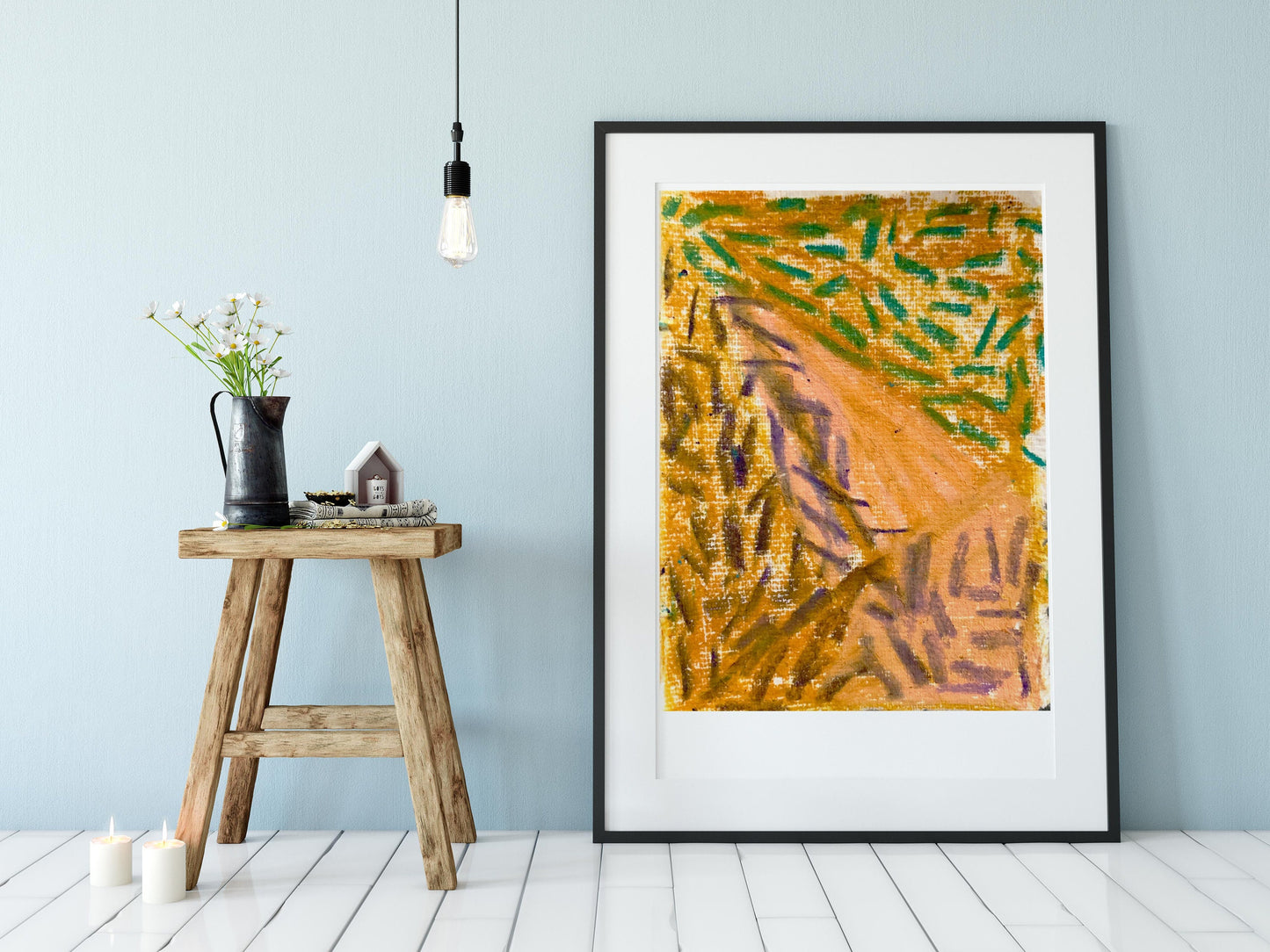 Geometric Contemporary Yellow Abstract Art Print