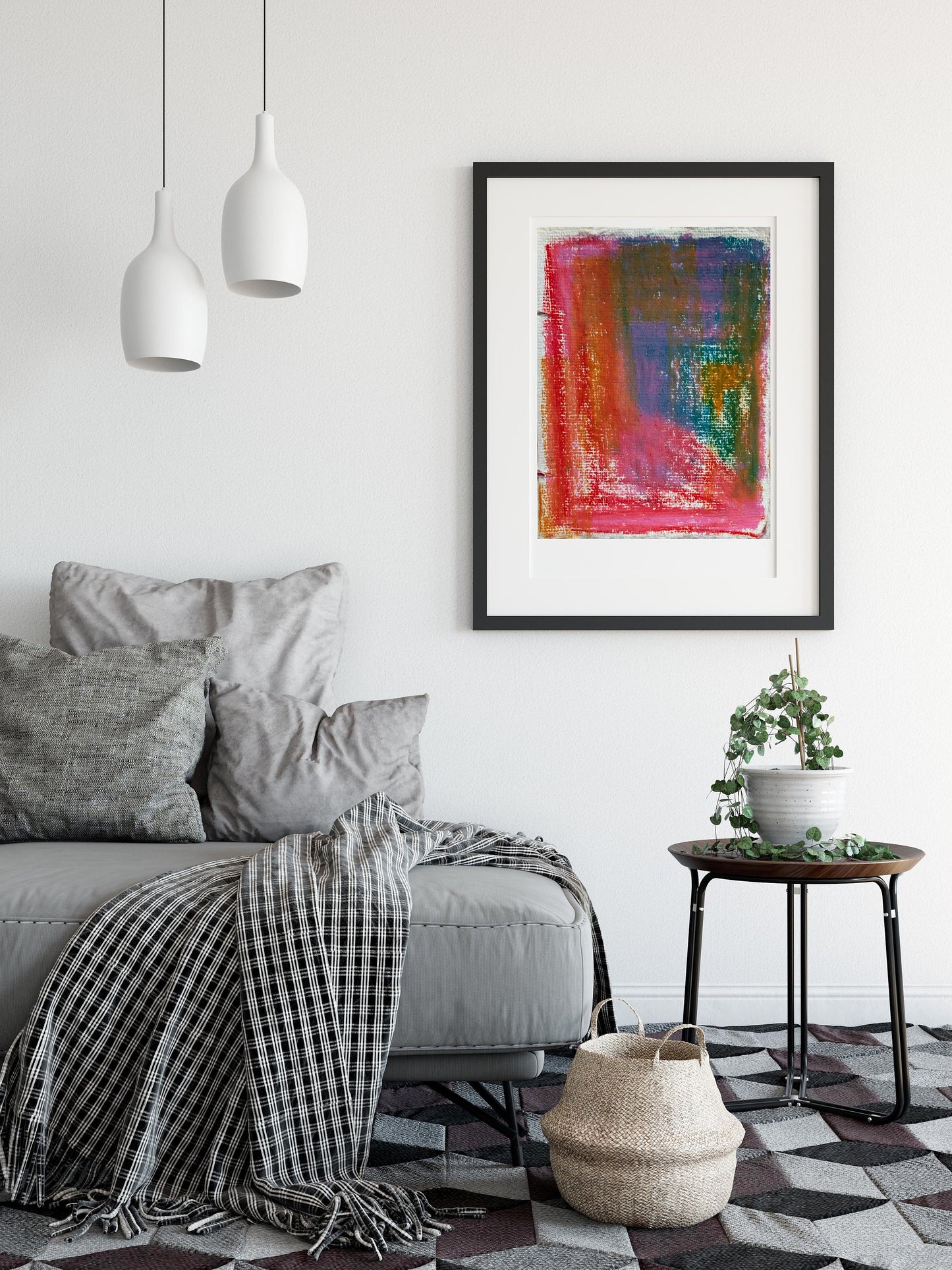 Geometric Contemporary Red Abstract Art Print