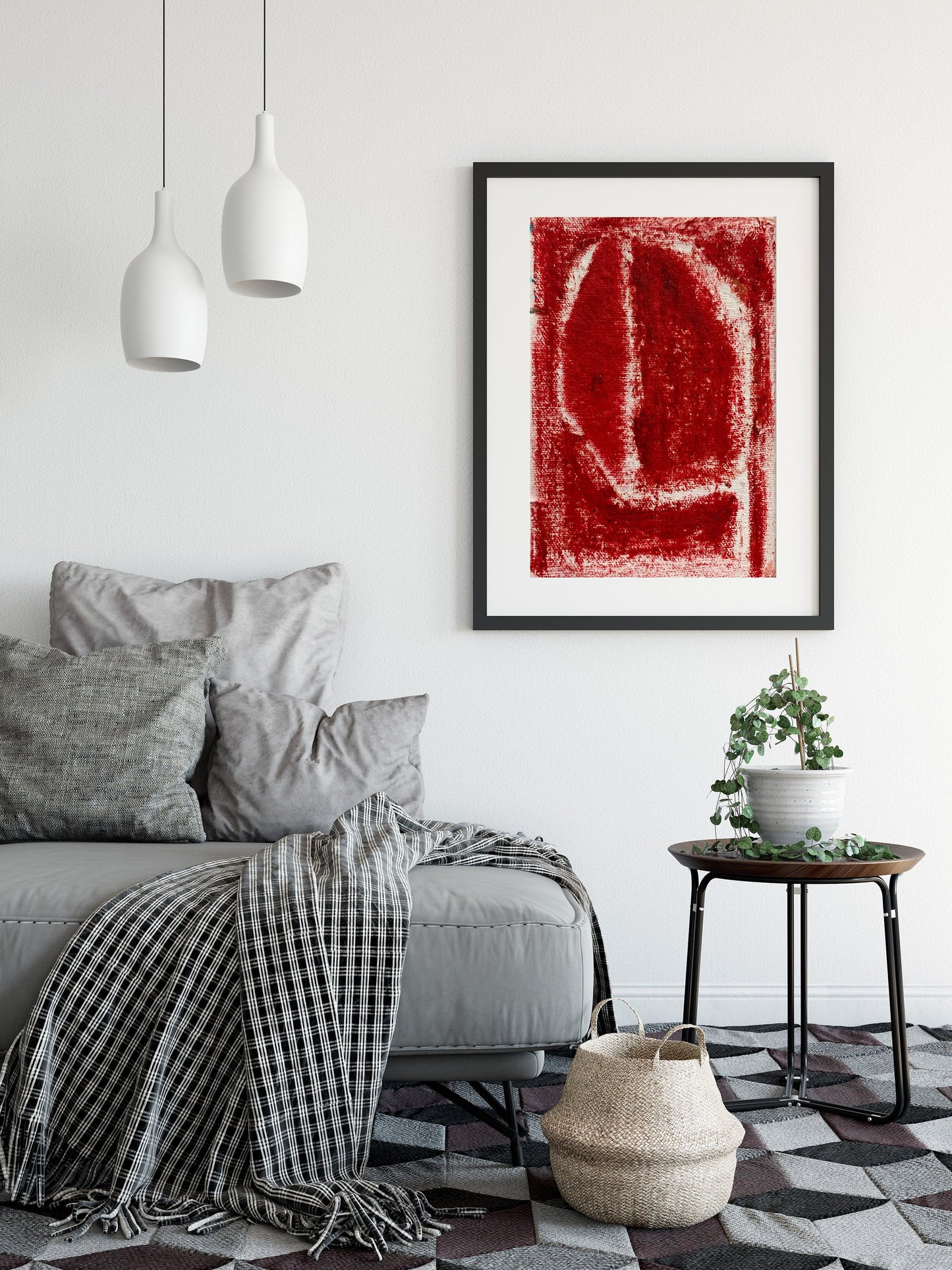 Geometric Contemporary Red Abstract Art Print