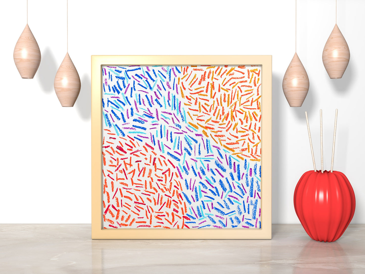 Geometric Contemporary Red and Blue Abstract Art Print