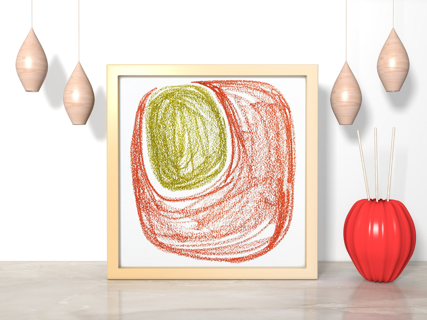 Geometric Contemporary Red Abstract Art Print