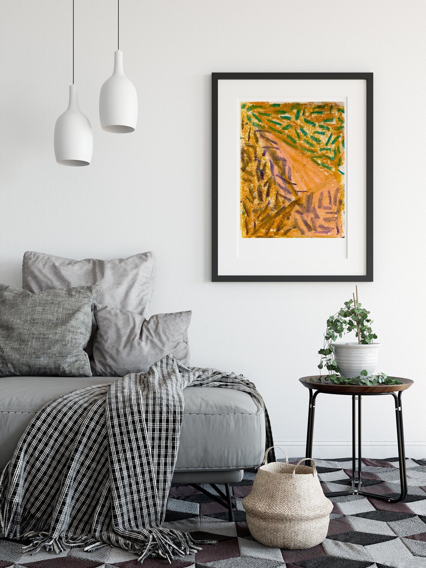 Geometric Contemporary Yellow Abstract Art Print